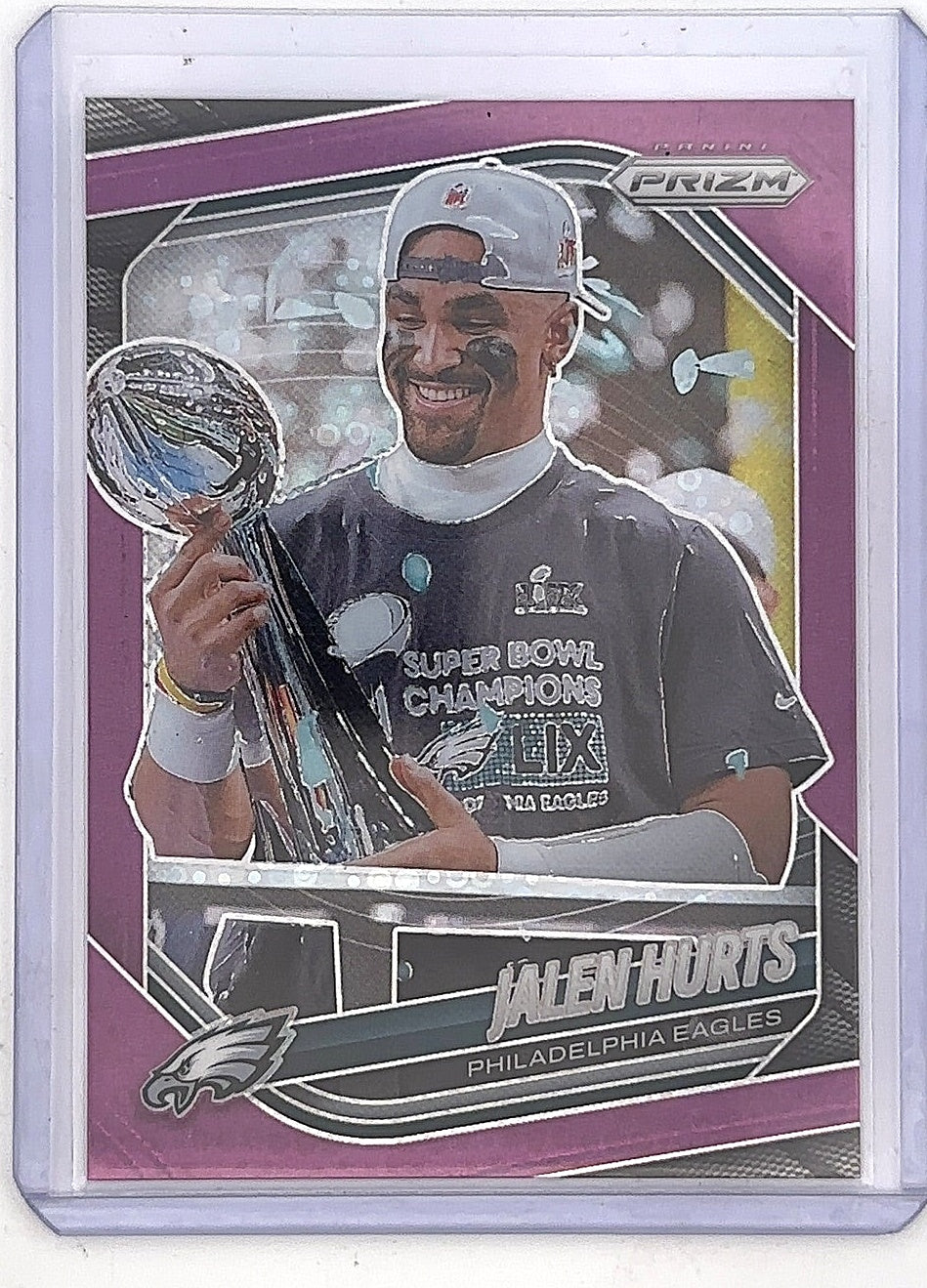 Jalen Hurts #228 Purple No Huddle Prizm 39/75 — front