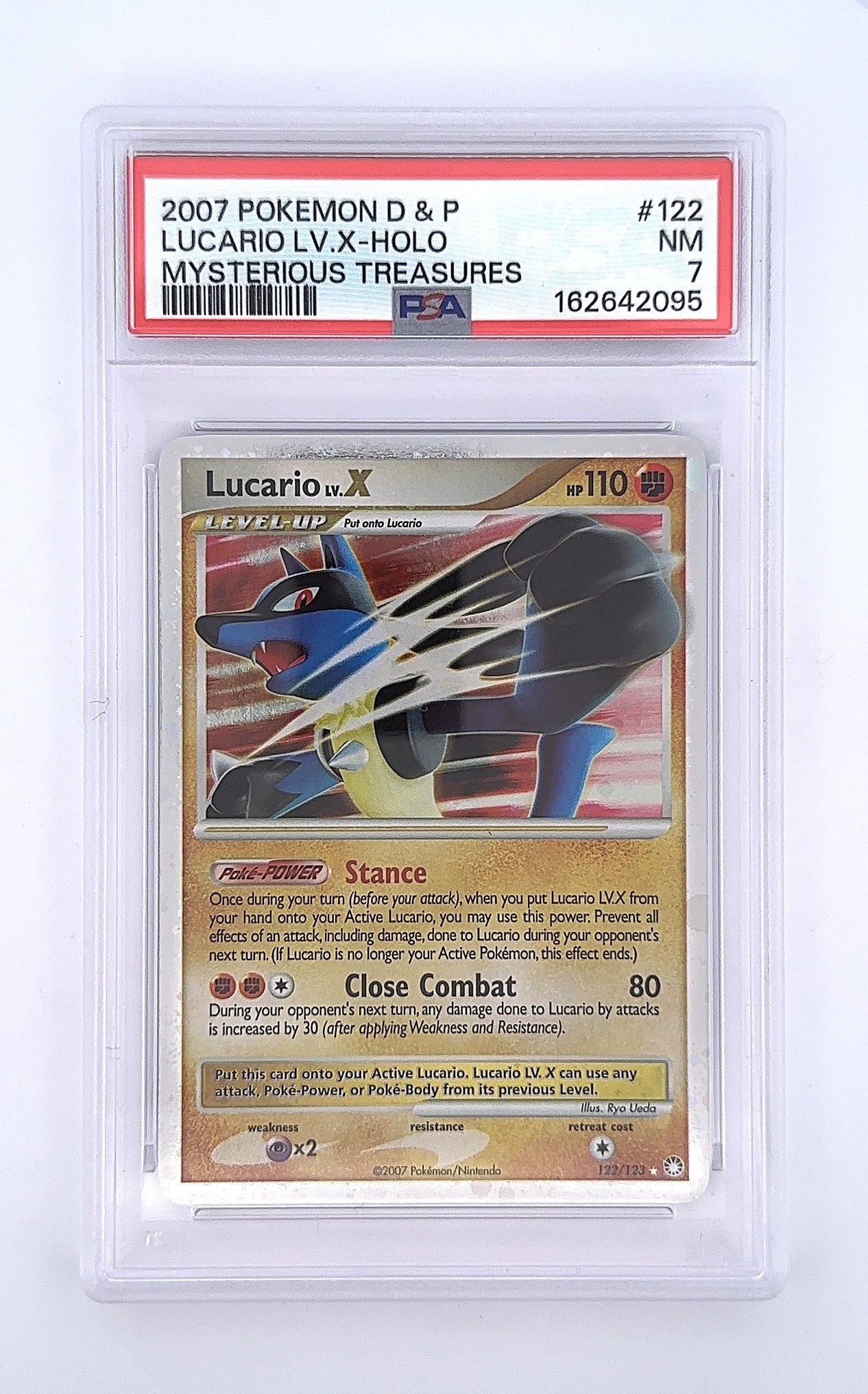 Lucario LV.X #122/123 PSA NM 7 — front