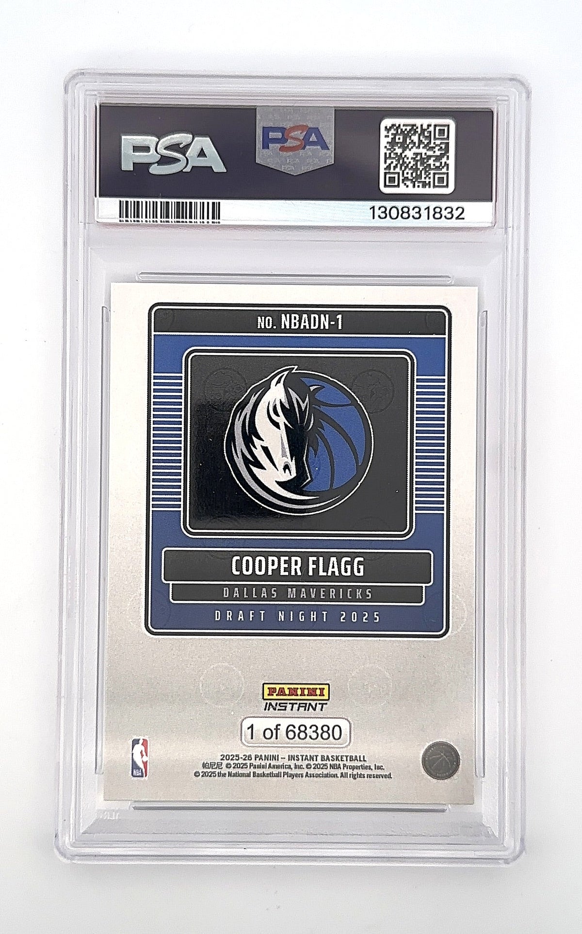 2025 Panini Instant Draft Night Cooper Flagg #NBADN-1 PSA 10 — back