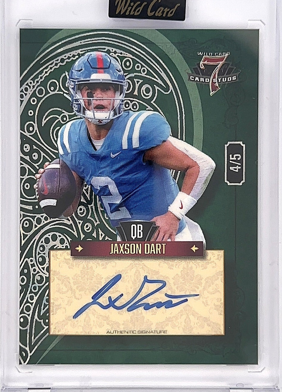 2023 Jaxson Dart Wild Card Auto /5 #7CHL-A — front