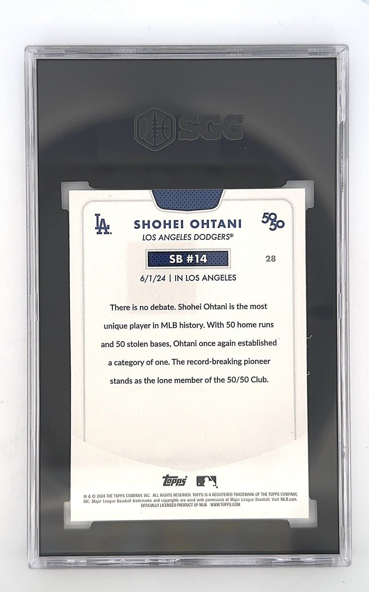 Shohei Ohtani 2024 Topps 50/50 #28 SGC MINT+ 9.5 — back