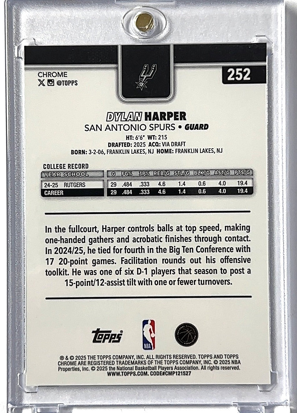2025 Topps Chrome Dylan Harper [X-Fractor] #252 RC — back