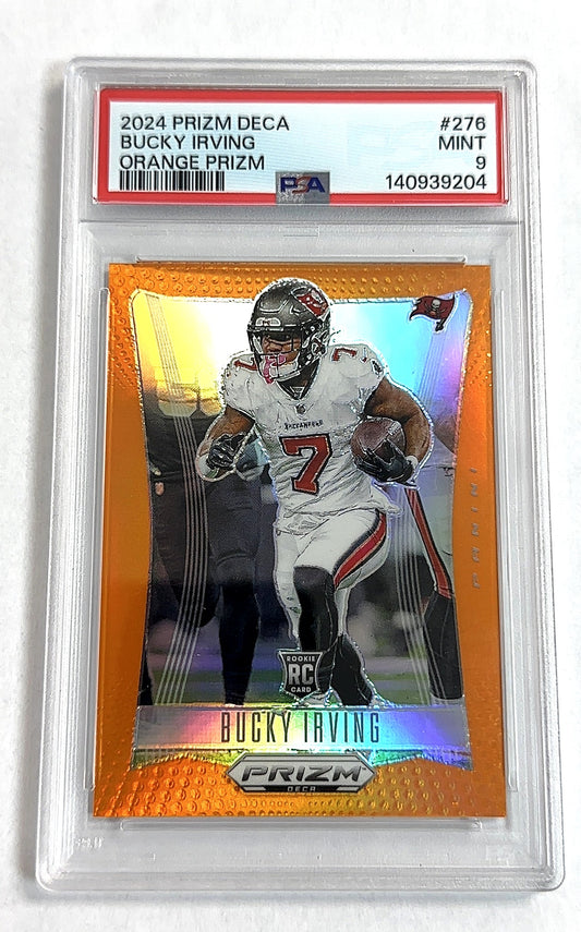 2024 Panini Prizm Deca Bucky Irving [Orange] #276 PSA 9 — front