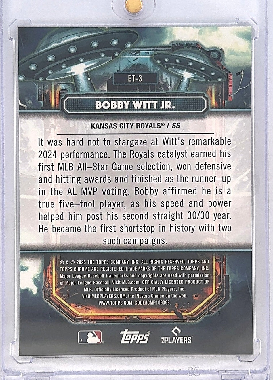 2025 Topps Cosmic Chrome Extraterrestrial Talent Bobby Witt Jr. [Green] #ET-3 — back