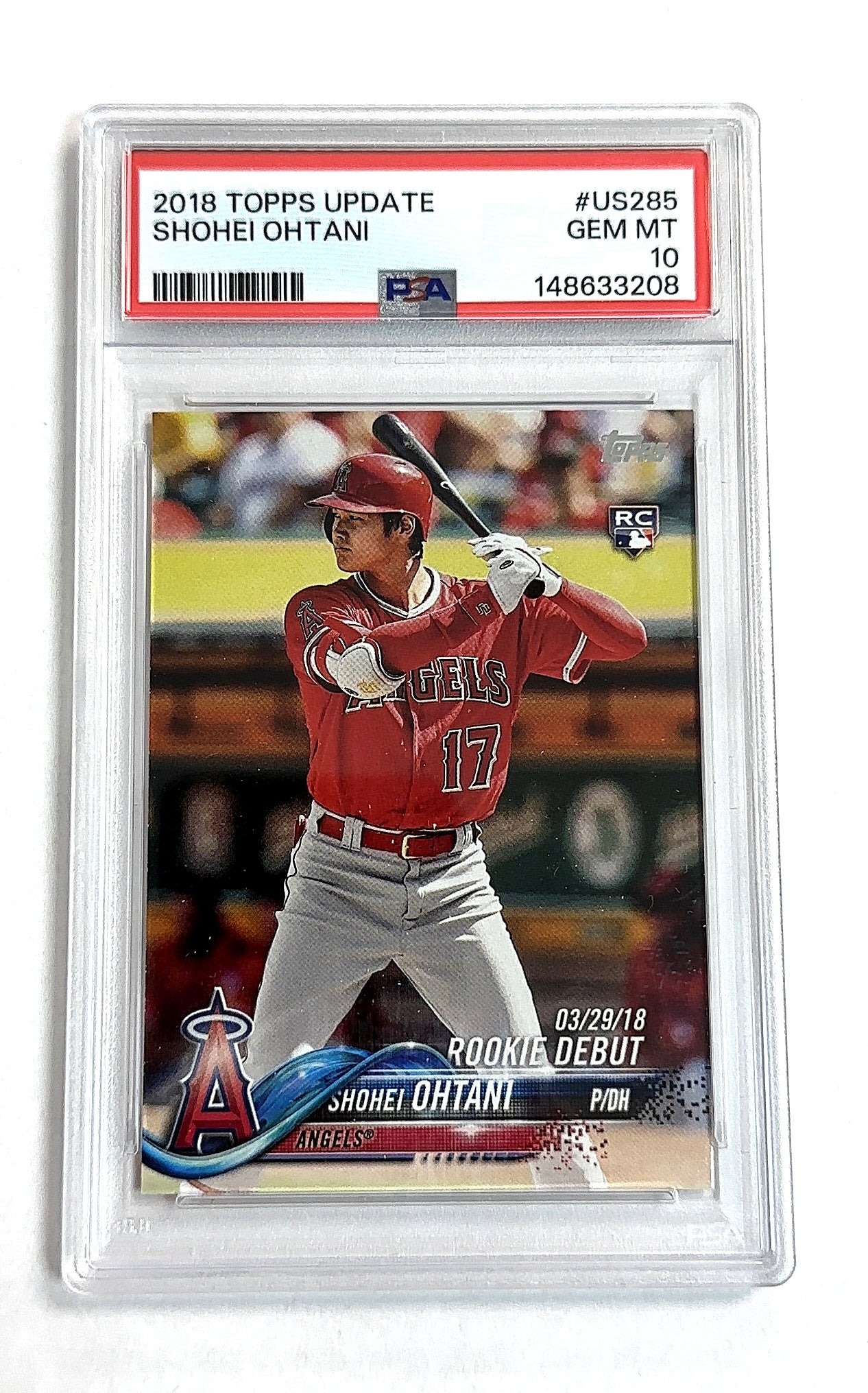 2018 Topps Update Shohei Ohtani #US285 RC PSA 10 — front