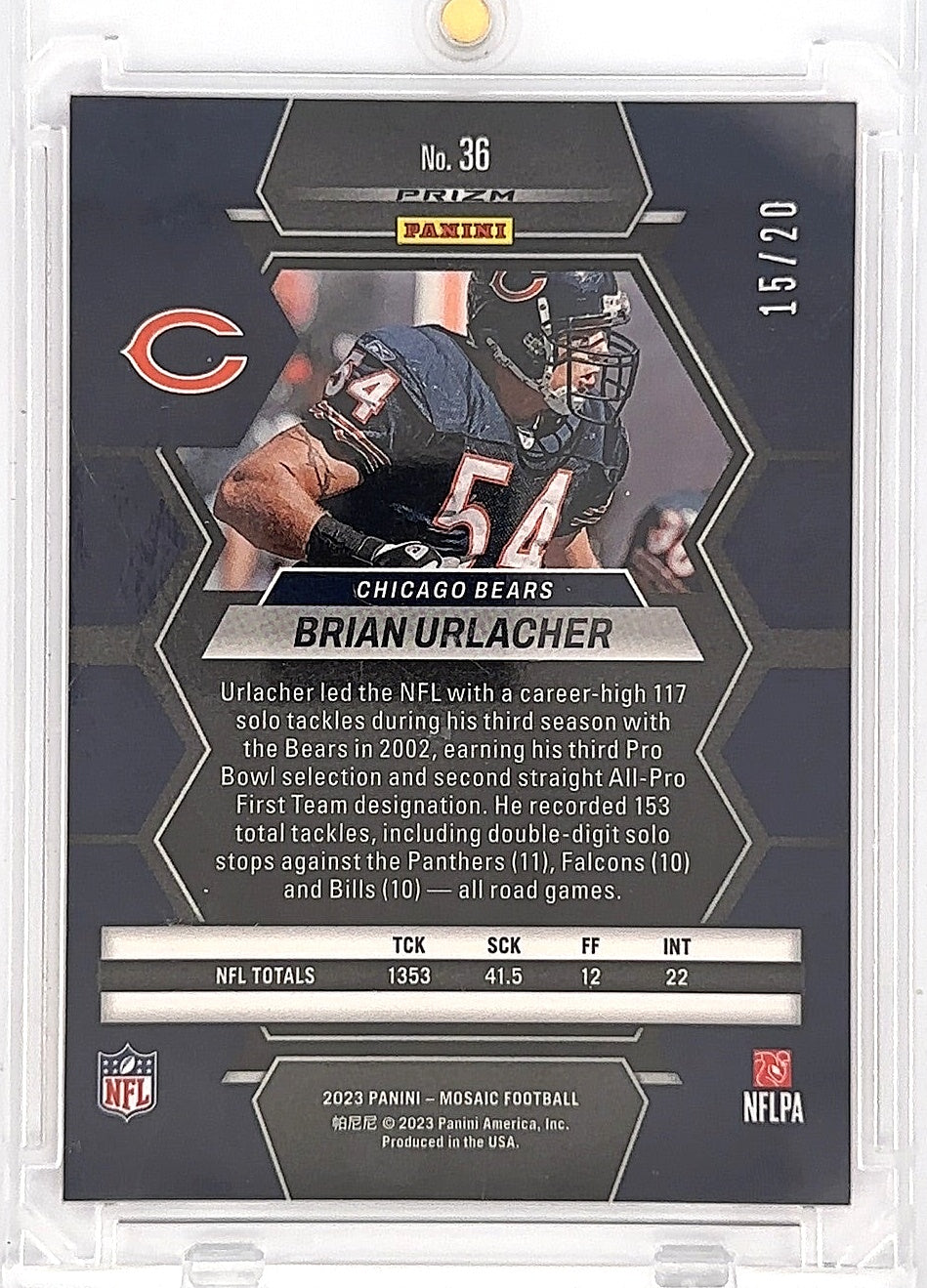 2023 Panini Mosaic Brian Urlacher [No Huddle Pink] #36 — back