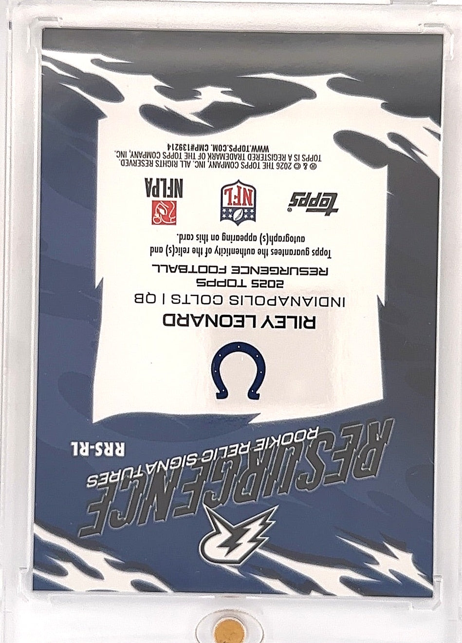 2025 Topps Resurgence Rookie Relic Signature Riley Leonard #RRS-RL — back