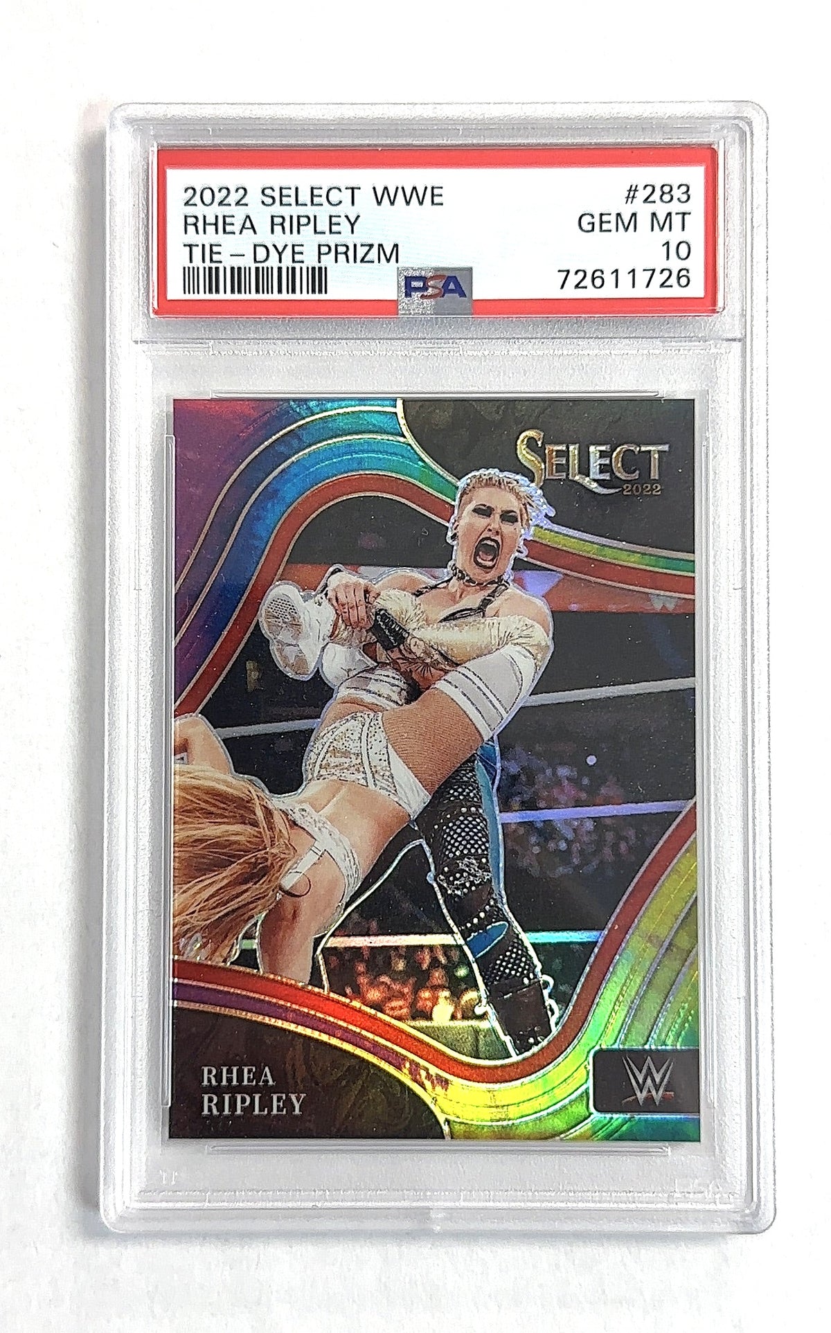 Rhea Ripley 2022 Select WWE Tie-Die Prizm PSA GEM MT 10 — front