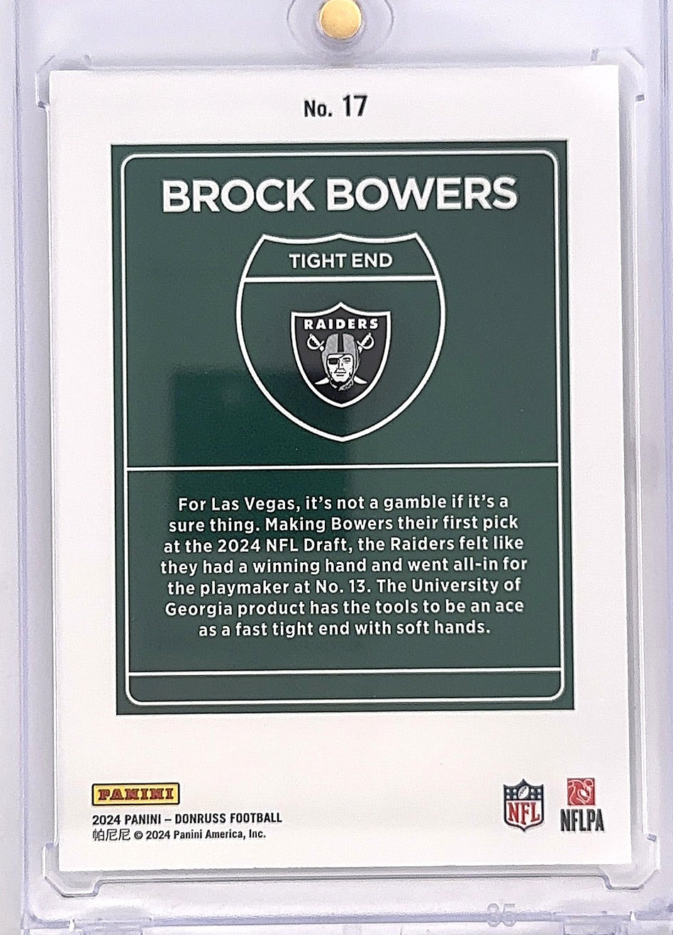 2024 Panini Donruss Optic Downtown Brock Bowers #17 — back