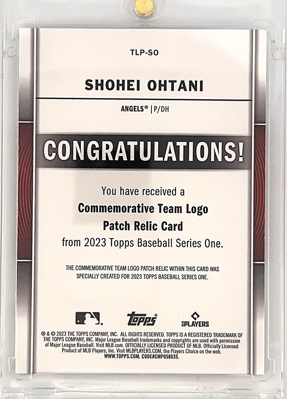 2023 Topps Team Logo Patch Shohei Ohtani [Blue] #TLP-SO — back
