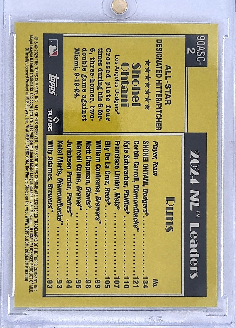 2025 Topps 1990 Chrome All-Star Shohei Ohtani [Mojo] #90ASC-2 — back