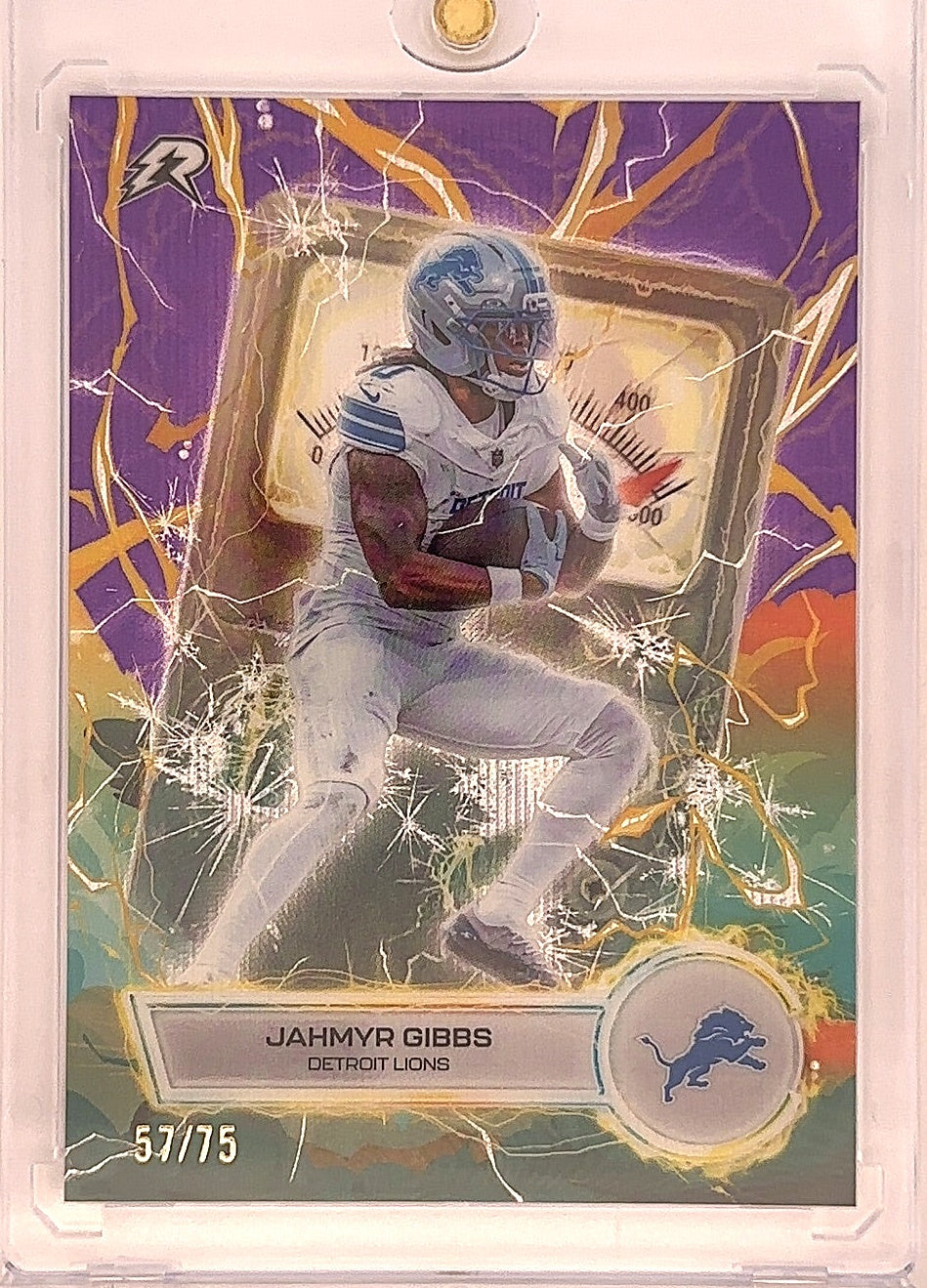 2025 Topps Resurgence Voltaic Jahmyr Gibbs /75 [Purple Surge] #VT-22 — front