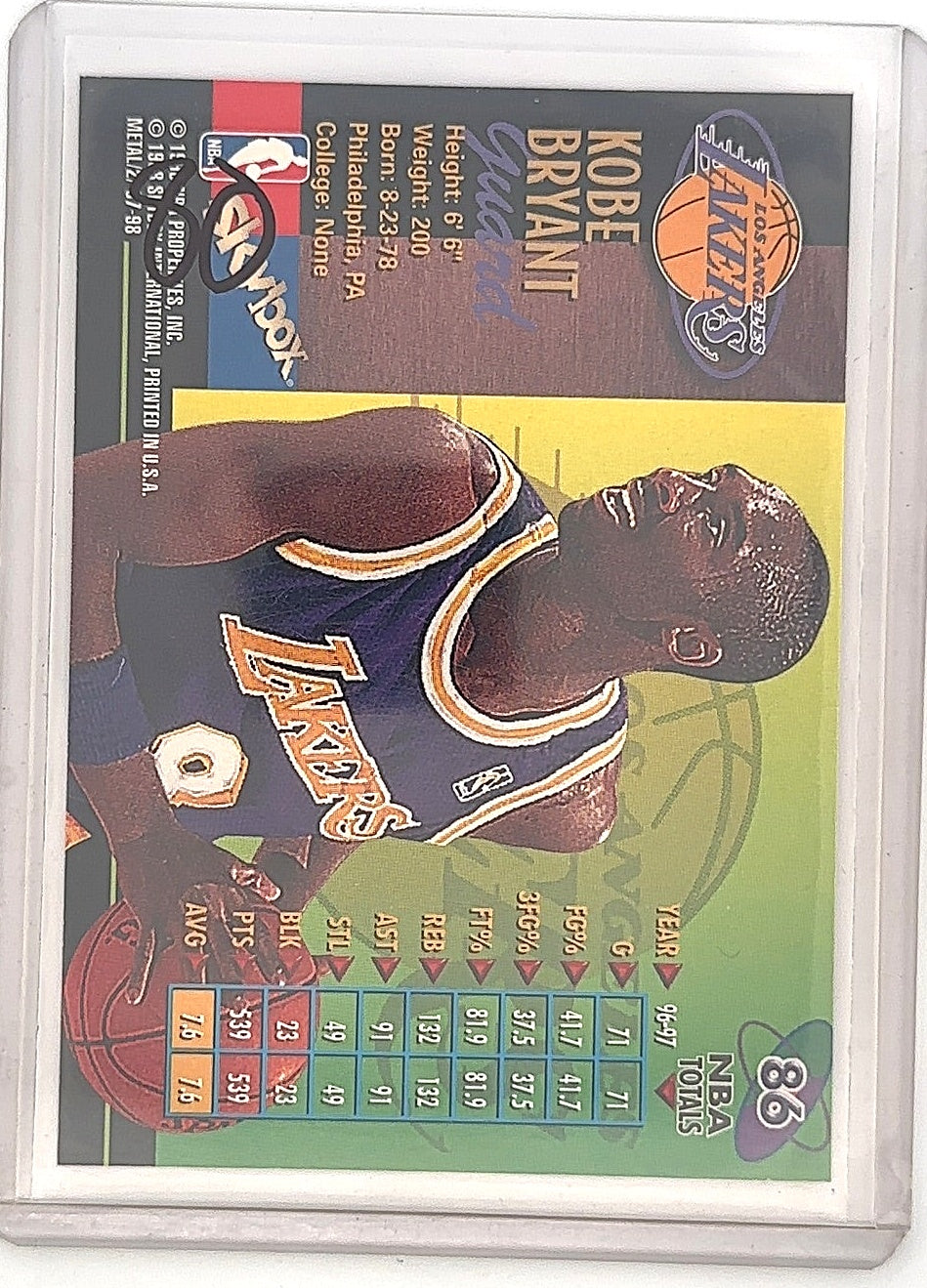 1997 Metal Universe Championship Kobe Bryant #86 — back