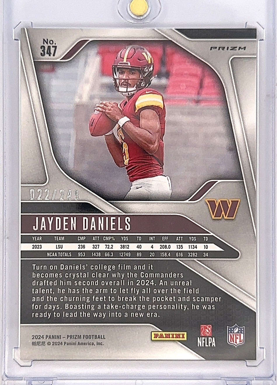 2024 Panini Prizm Jayden Daniels [Orange] #347 — back