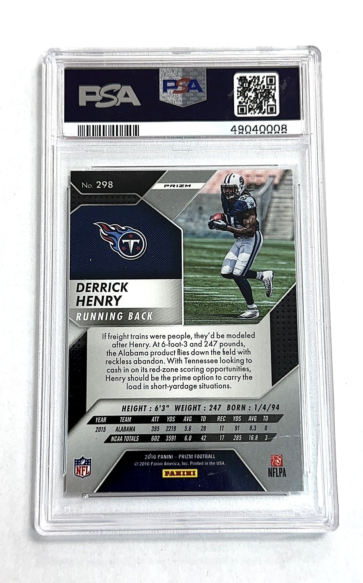 2016 Panini Prizm Derrick Henry [Prizm] #298 RC PSA 9 — back