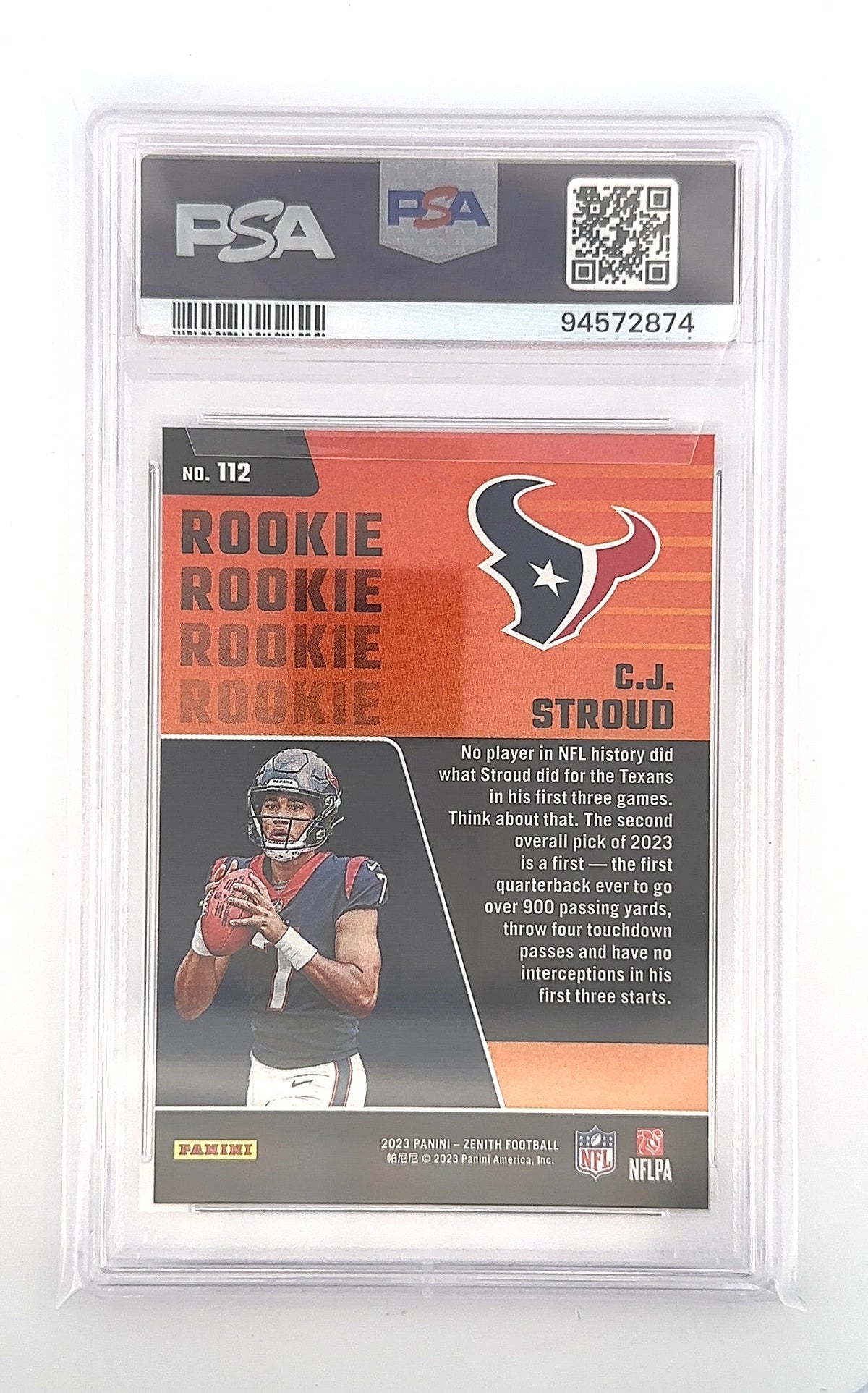 2023 Panini Zenith C.J. Stroud [Retail] #112 PSA 9 — back