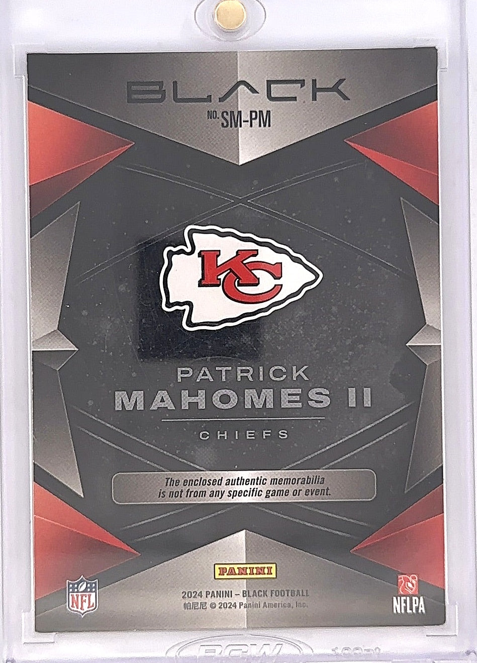 2024 Panini Black Starlight Materials Patrick Mahomes II /10 #SM-PM — back