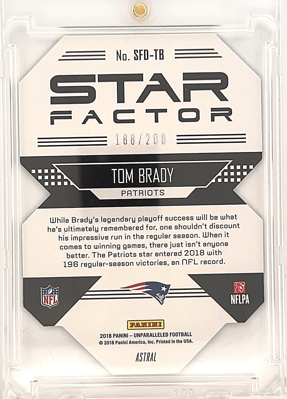 2011 Panini Threads Star Factor Tom Brady #25 — back