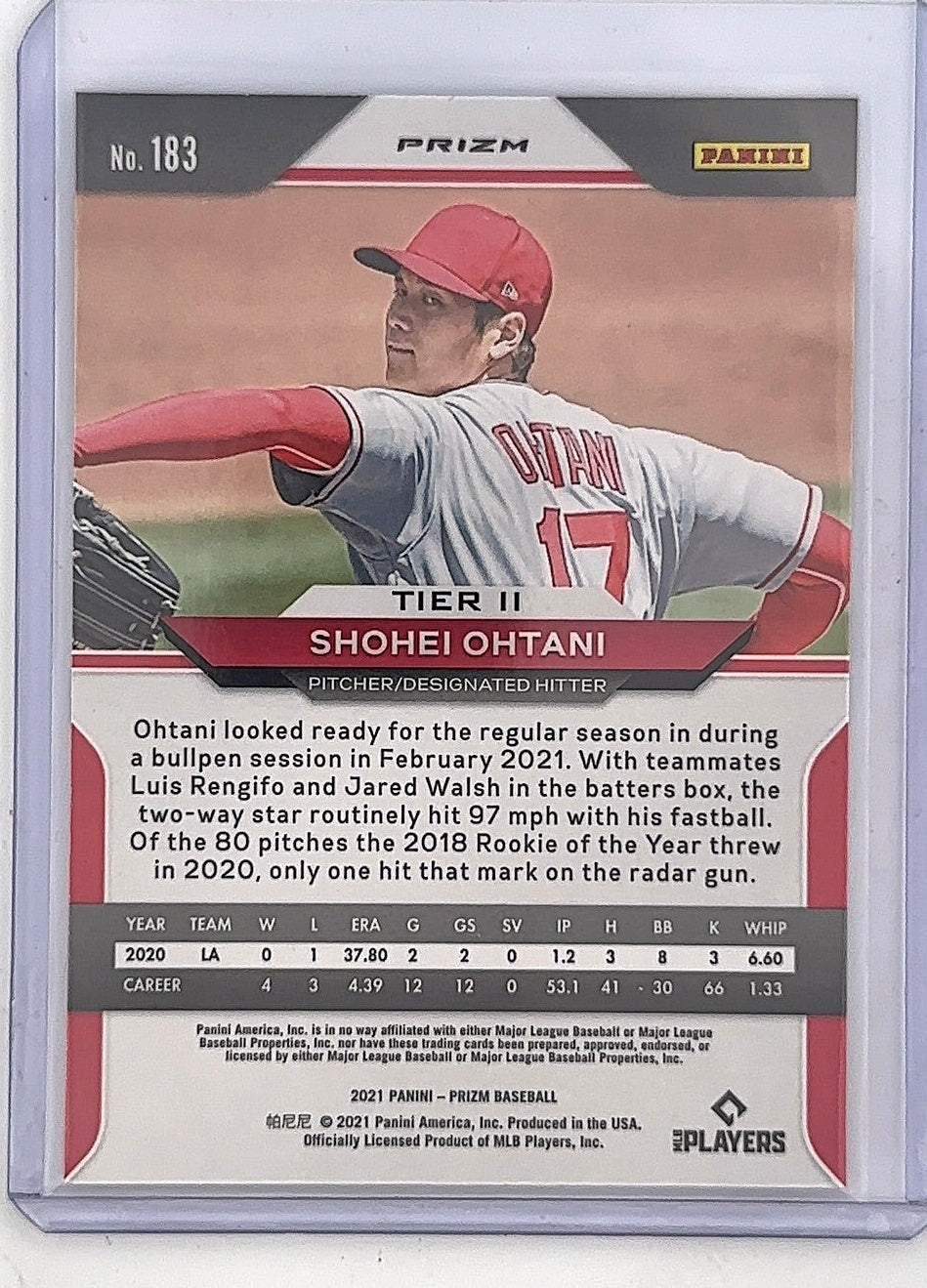 2021 Panini Prizm Shohei Ohtani [Purple Prizm] #183 — back