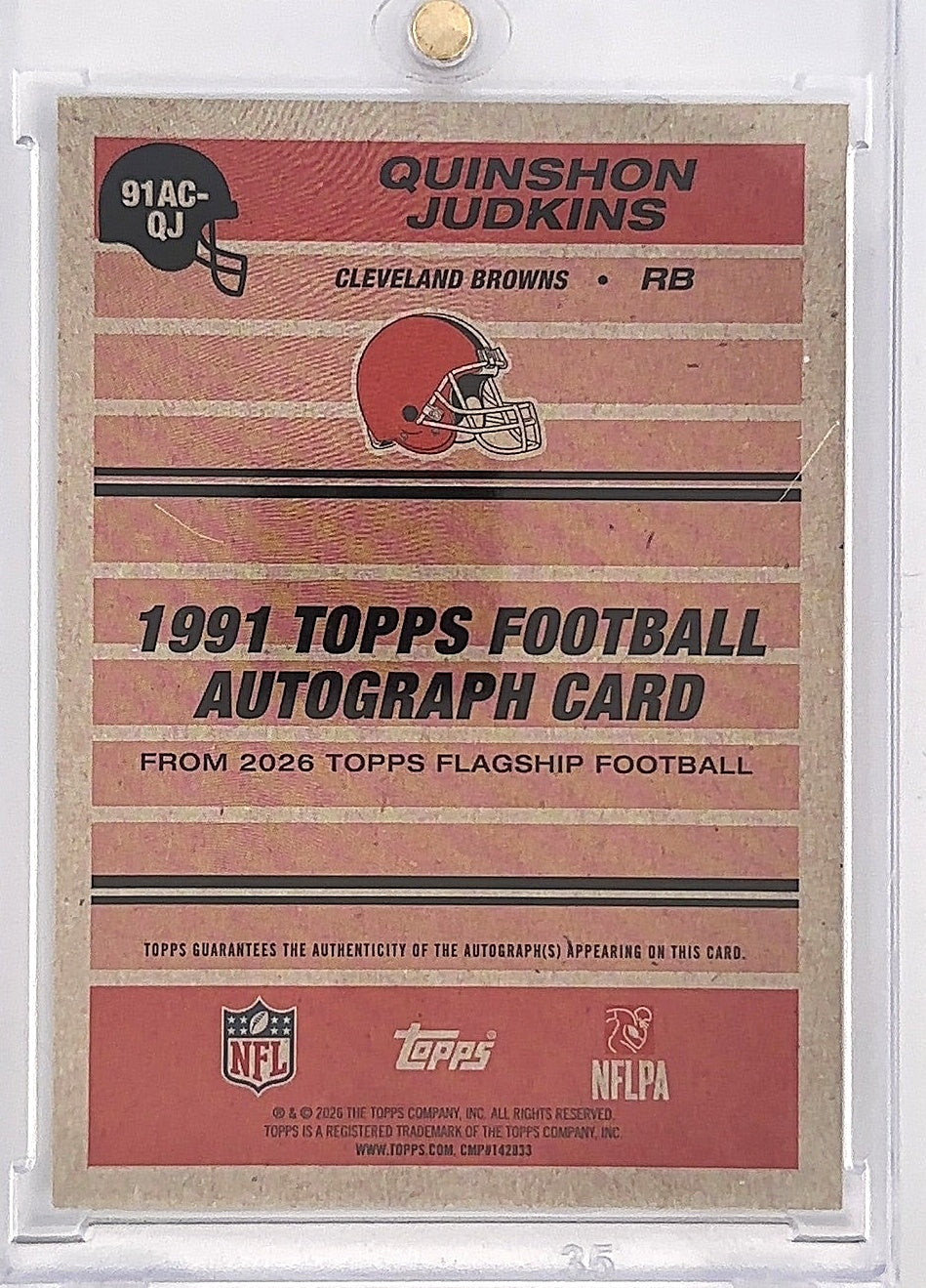 Quinshon Judkins Topps Auto 2026 — back