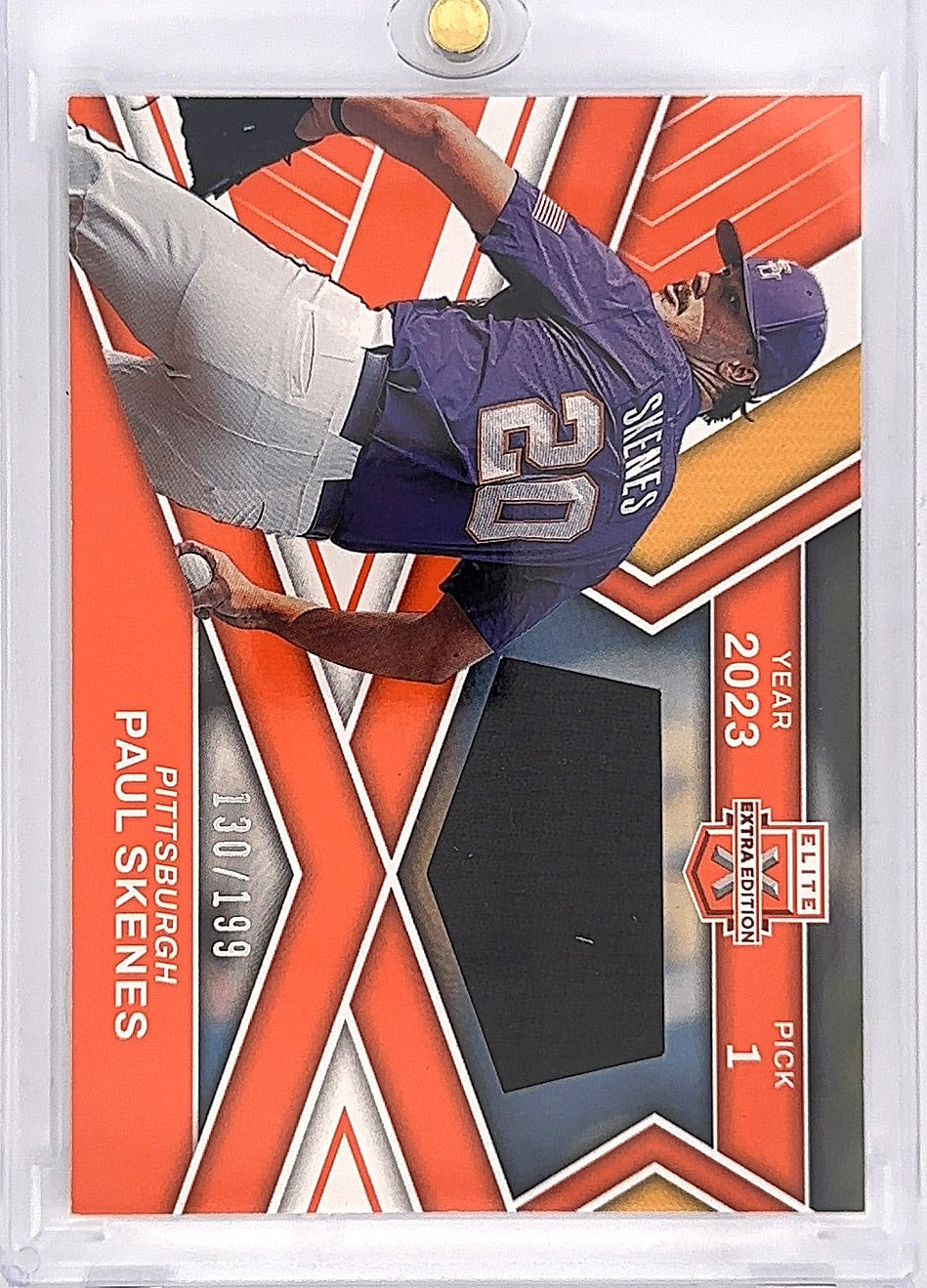 2023 Panini Elite Extra Edition First Round Materials Paul Skenes [Orange] #FR-PSK — front