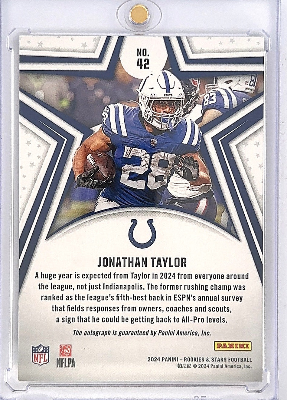 2023 Panini Rookies & Stars Signature Jonathan Taylor #42 — back