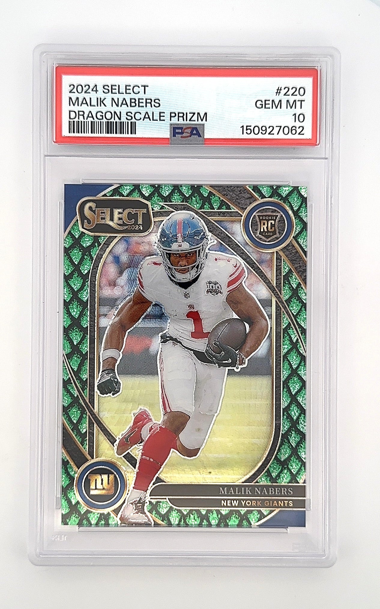 2024 Panini Select Malik Nabers [Dragon Scale Prizm] #29 PSA 10 — front