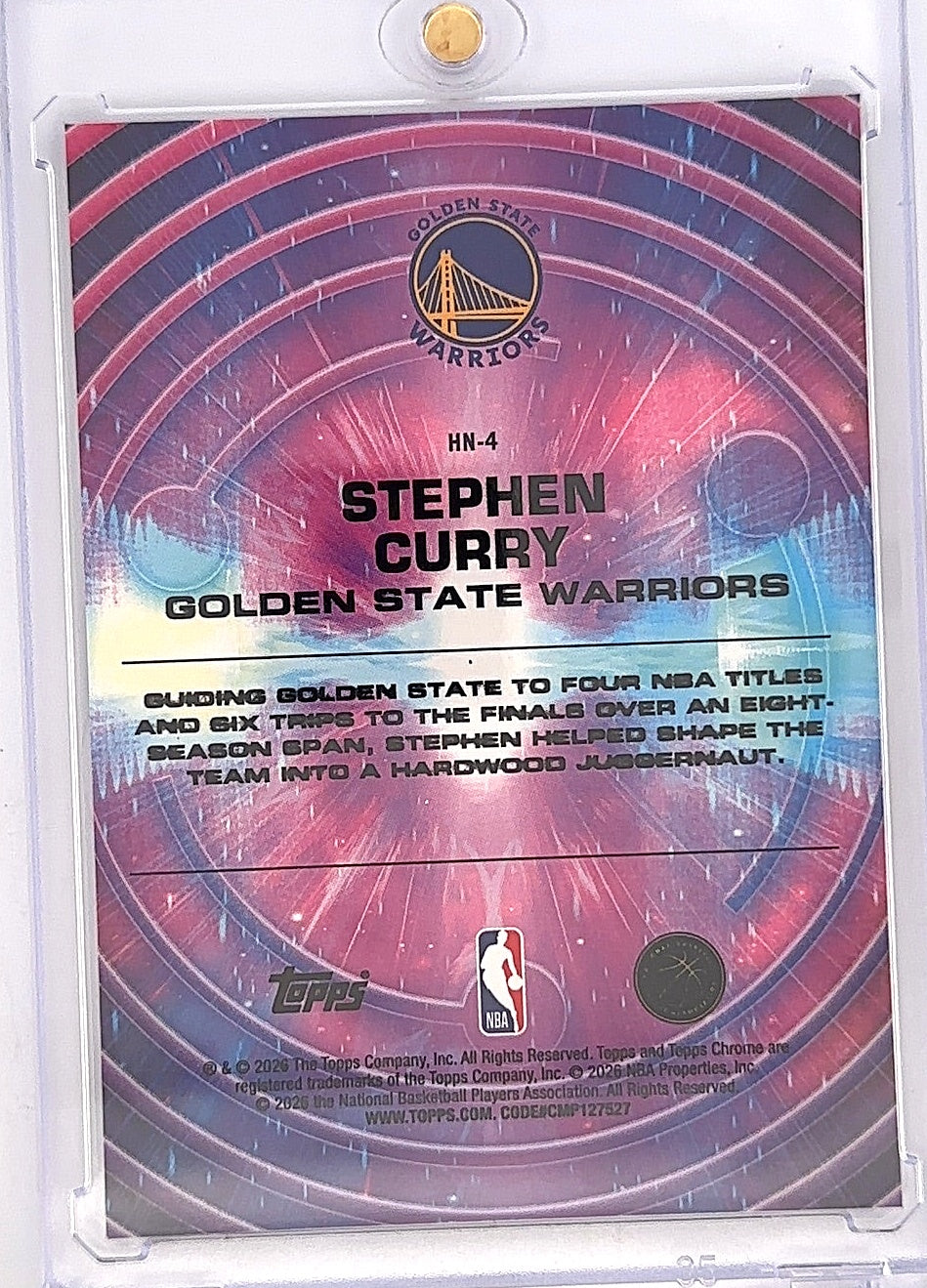 2025 Topps Cosmic Chrome Hypernova Stephen Curry #HN-4 — back