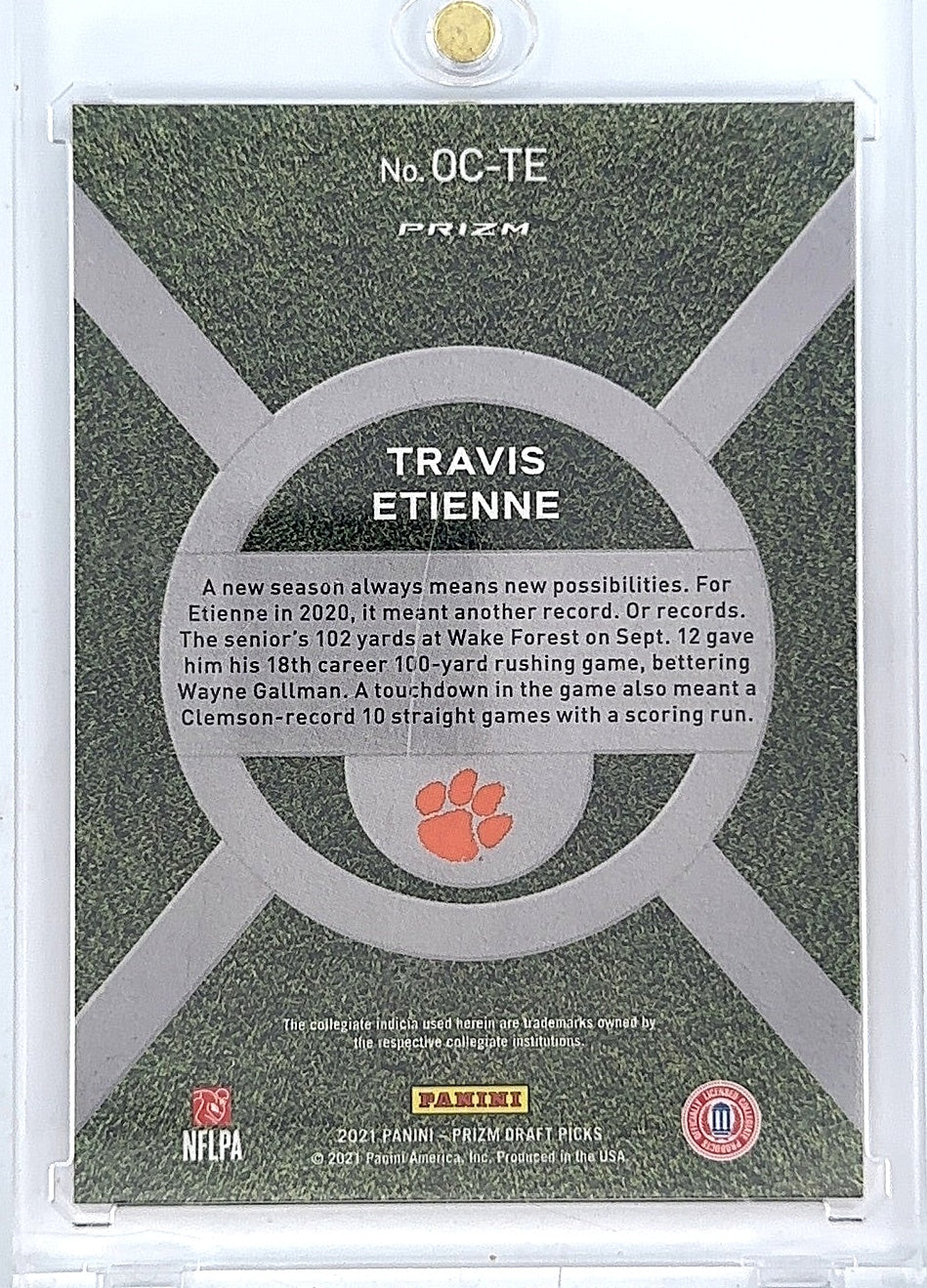2021 Panini Prizm Draft Picks On Campus Travis Etienne Jr. #OC-TE — back