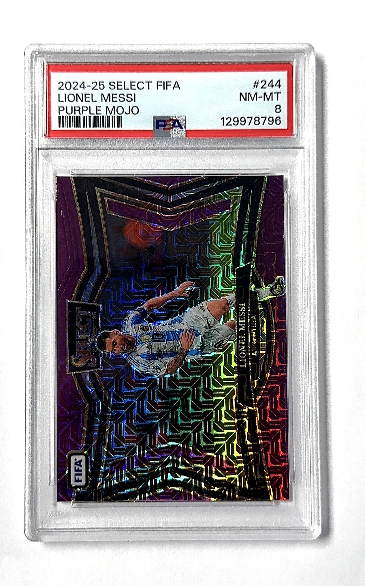 24-25 Select FIFA Lionel Messi Purple Mojo PSA NM-MT 8 — front