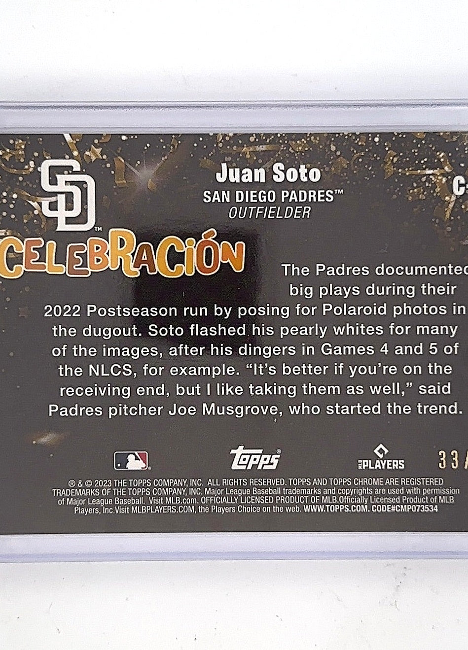 Juan Soto Celebración 33/50 — back