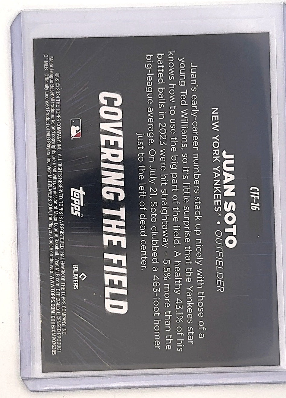 Juan Soto Covering The Field 2024 — back