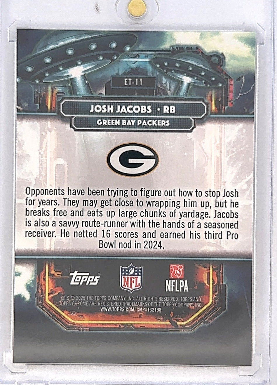 2025 Topps Cosmic Chrome Extraterrestrial Talent Josh Jacobs [Gold Interstellar] #ET-11 — back