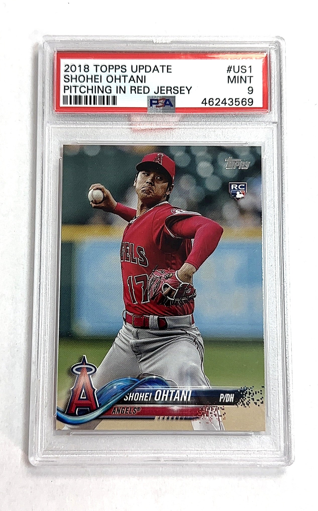 2018 Topps Update Shohei Ohtani [Pitching Red Jersey] #US1 RC PSA 9 — front