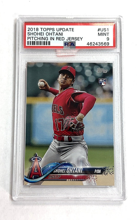 2018 Topps Update Shohei Ohtani [Pitching Red Jersey] #US1 RC PSA 9 — front