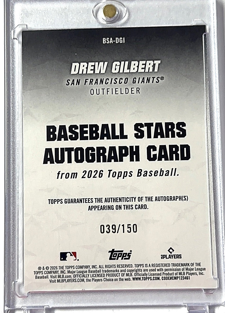 2023 Topps Pro Debut Drew Gilbert [Autograph] #PD-136 RC AUTO /150 — back