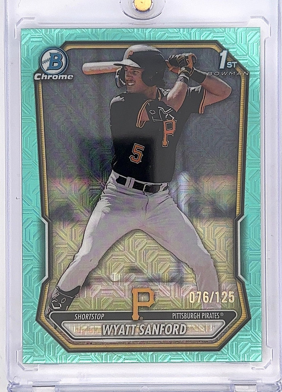 2026 Bowman Chrome Prospect Wyatt Sanford [Aqua Mojo Refractor] #BCP-66 — front