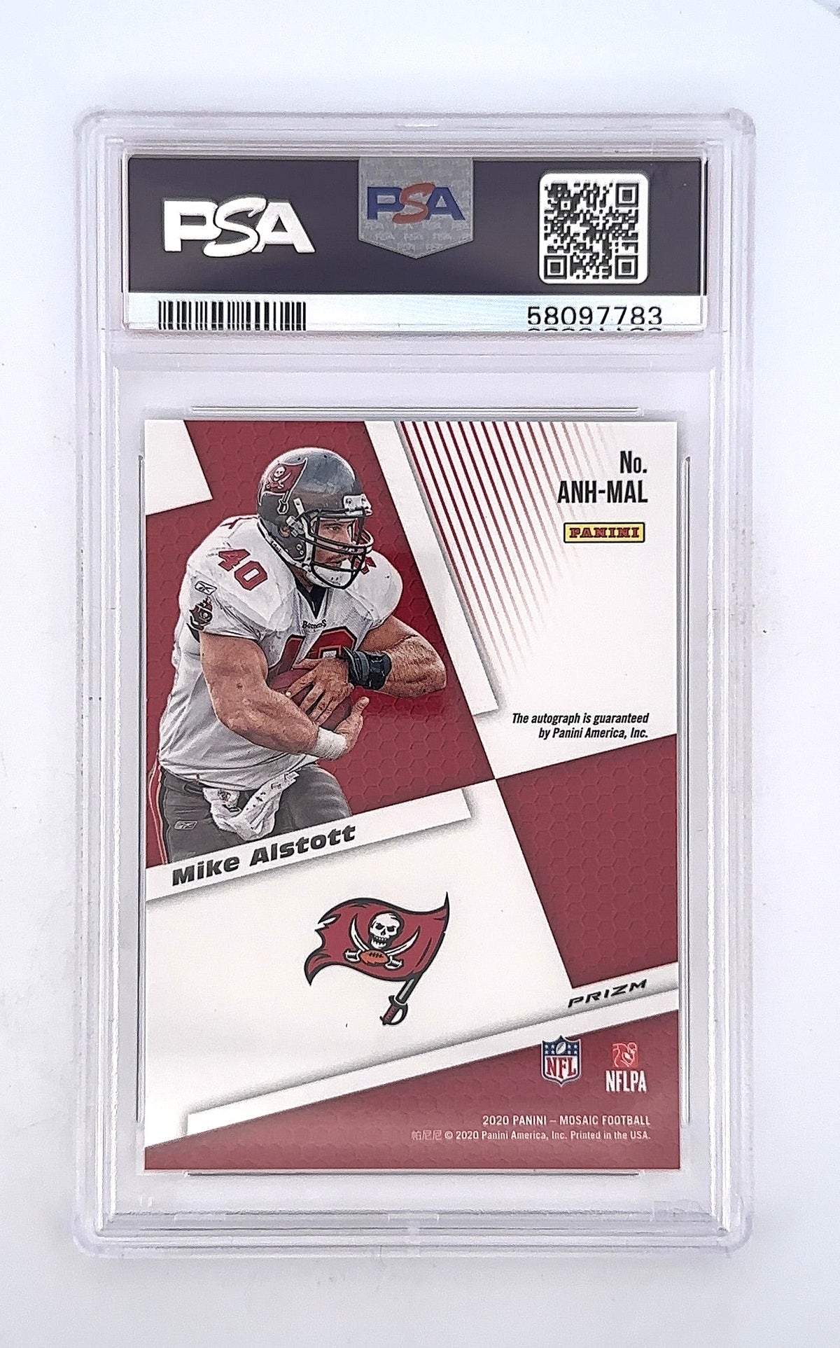 Mike Alstott 2022 Panini Mosaic Autograph “No Huddle” PSA GEM MT 10 — back