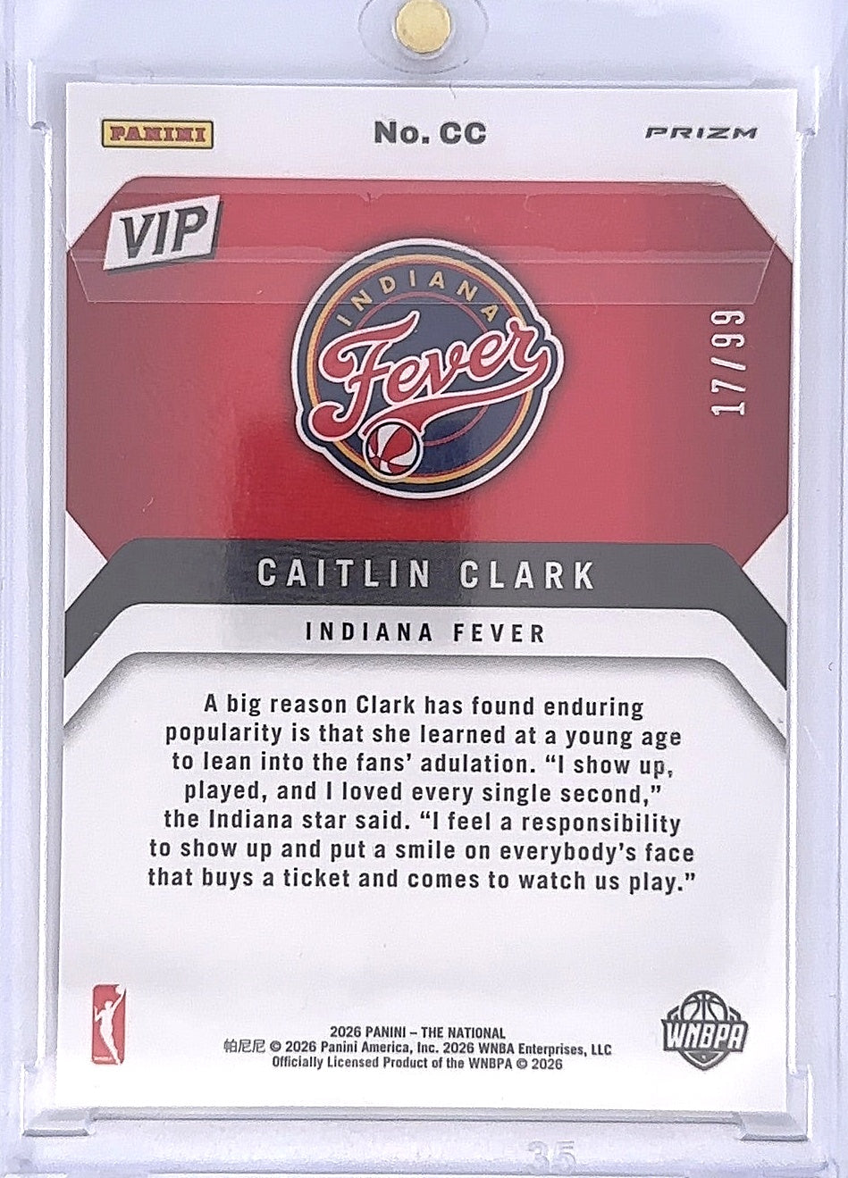 2024 Panini National Convention VIP Caitlin Clark [Red Sparkle] #1 — back