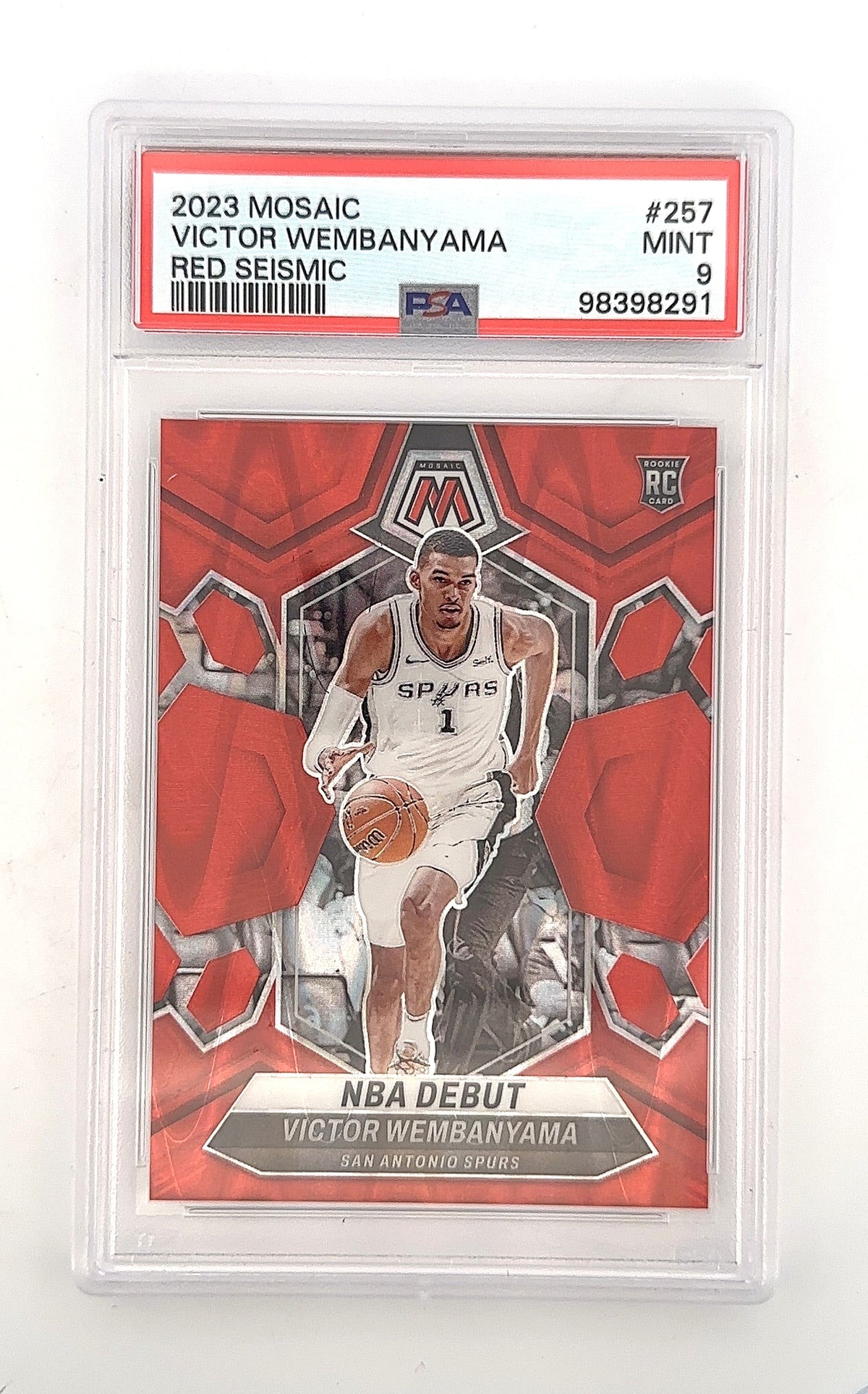 2023 Panini Mosaic Victor Wembanyama [Red Seismic] #257 PSA 9 /299 — front