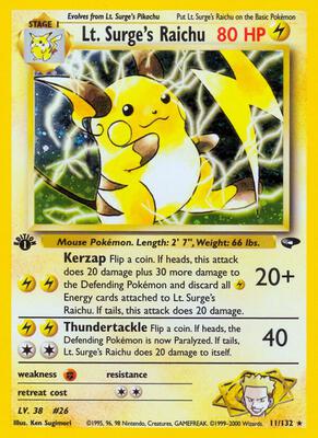 Lt. Surge's Raichu #011/132 PSA MINT 9 — stock