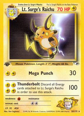 Lt. Surge's Raichu #028/132 — stock