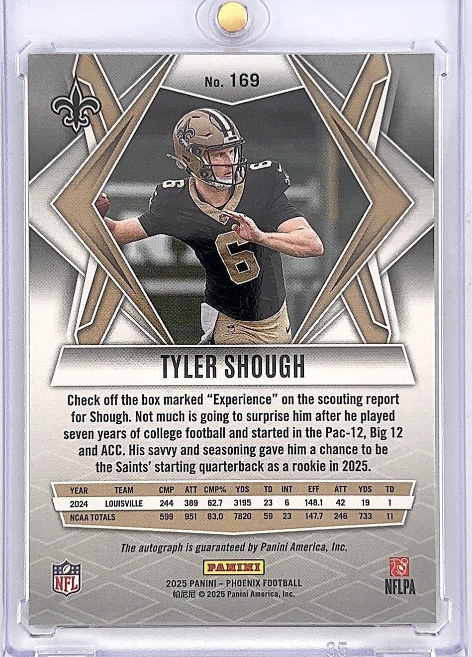 2025 Panini Phoenix Tyler Shough [Autograph] #169 — back