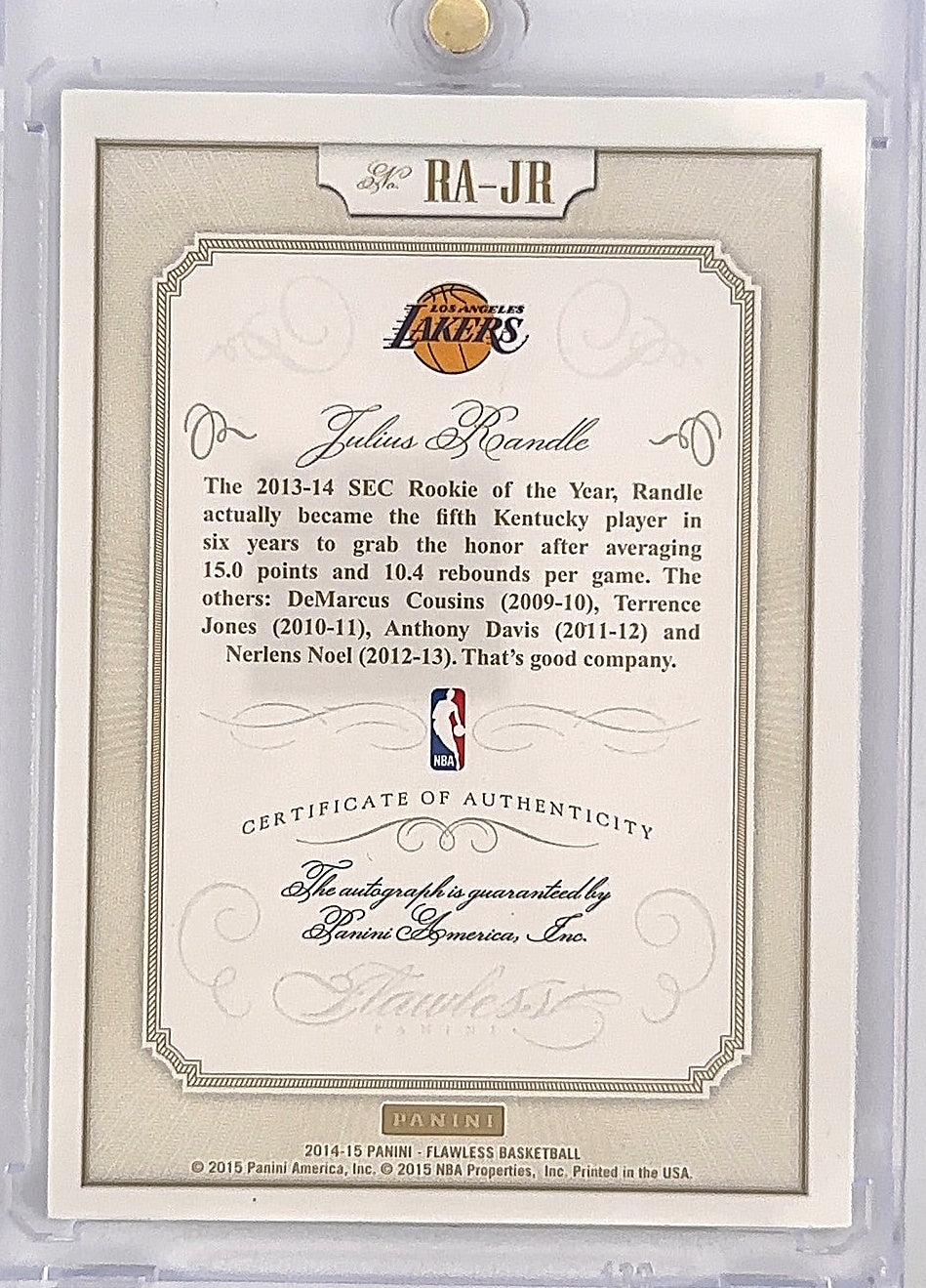 Julius Randle 2014 Flawless Auto /25 — back