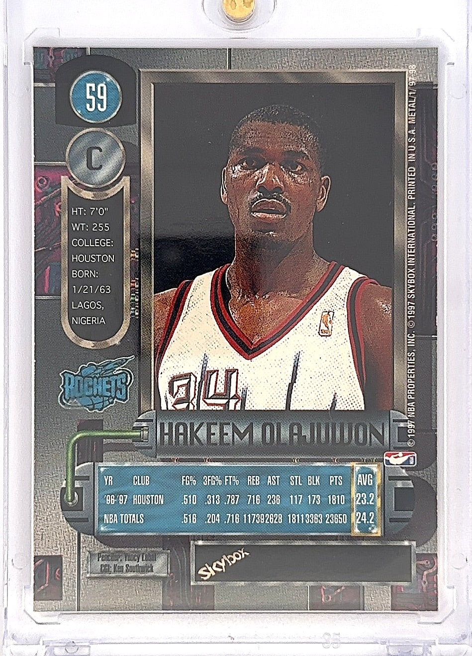 Hakeem Olajuwon Metal Universe 97-98 #59 — back