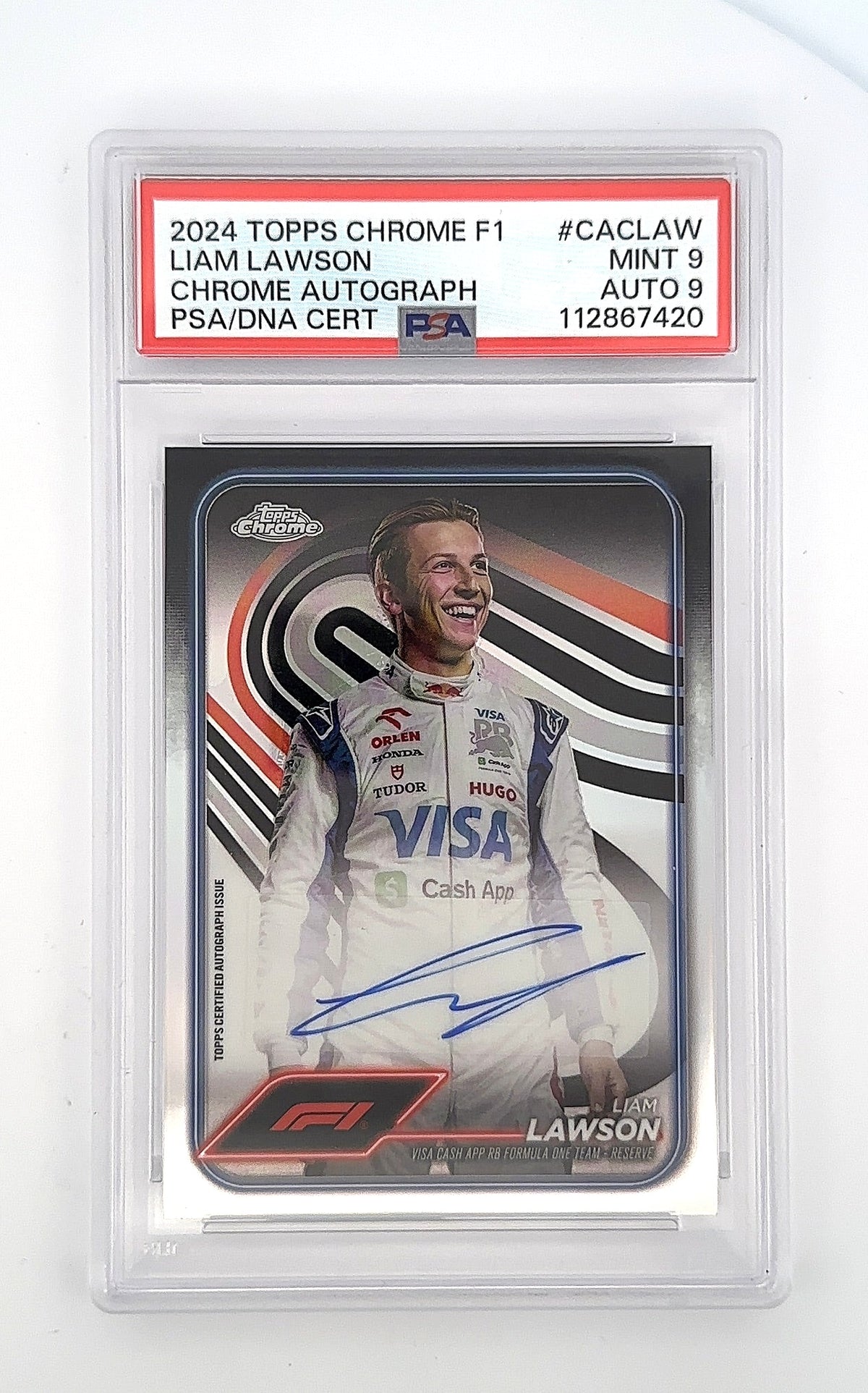 Liam Lawson Topps Chrome F1 Auto — front