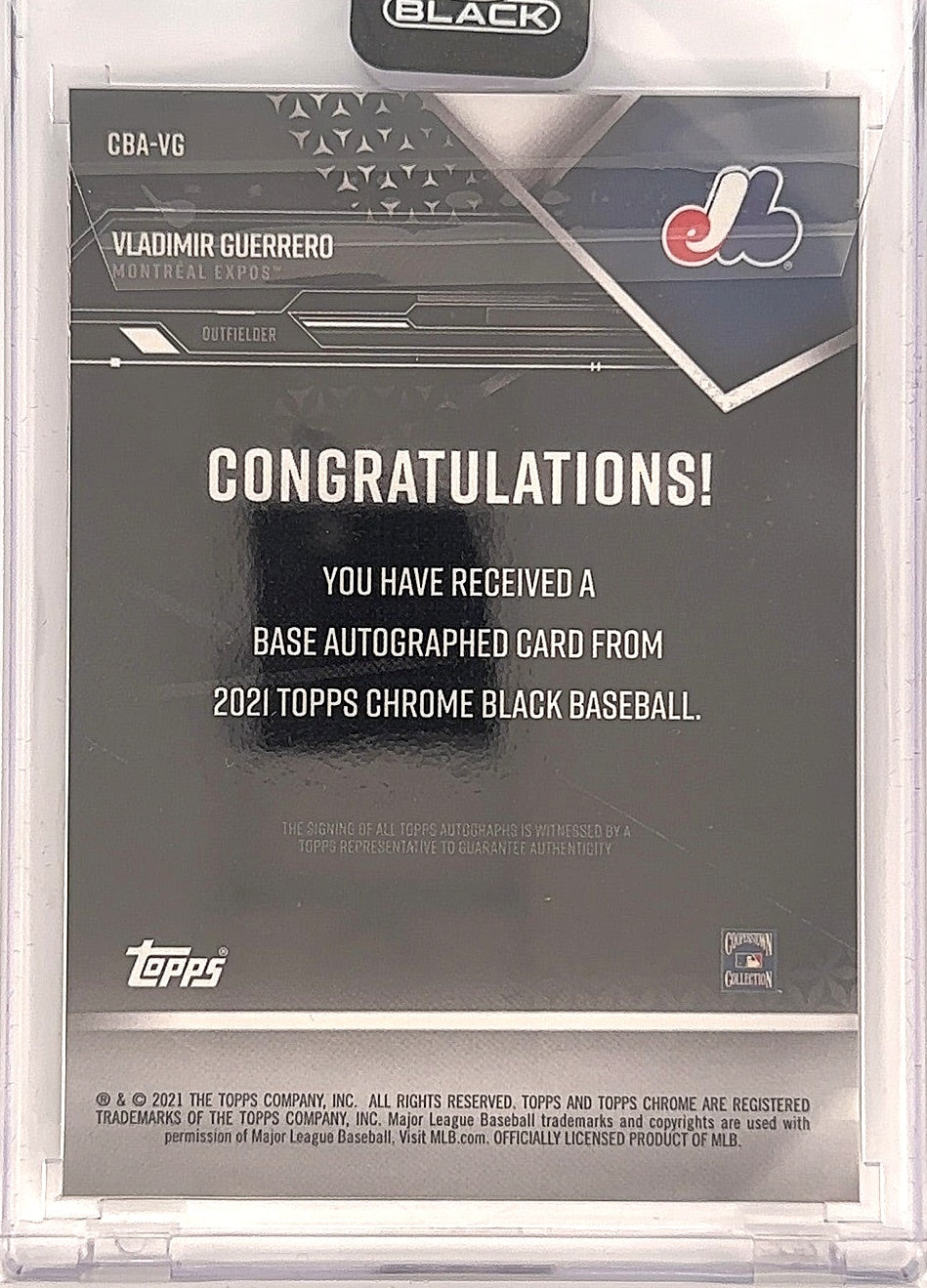2021 Topps Chrome Black Autographs Vladimir Guerrero #CBA-VG — back