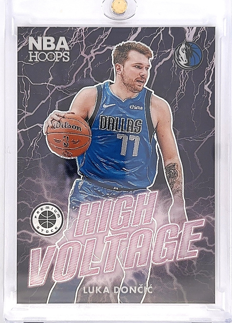 2023 Panini Hoops Premium Stock High Voltage Luka Doncic #14 — front