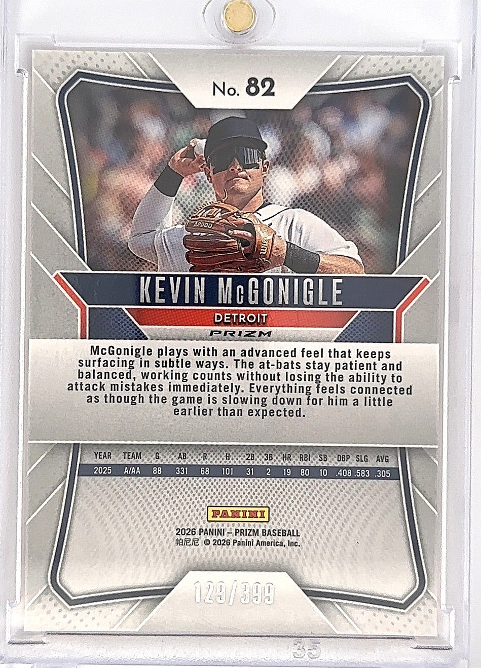 2026 Panini Prizm Kevin McGonigle [Orange Pulsar] #82 — back