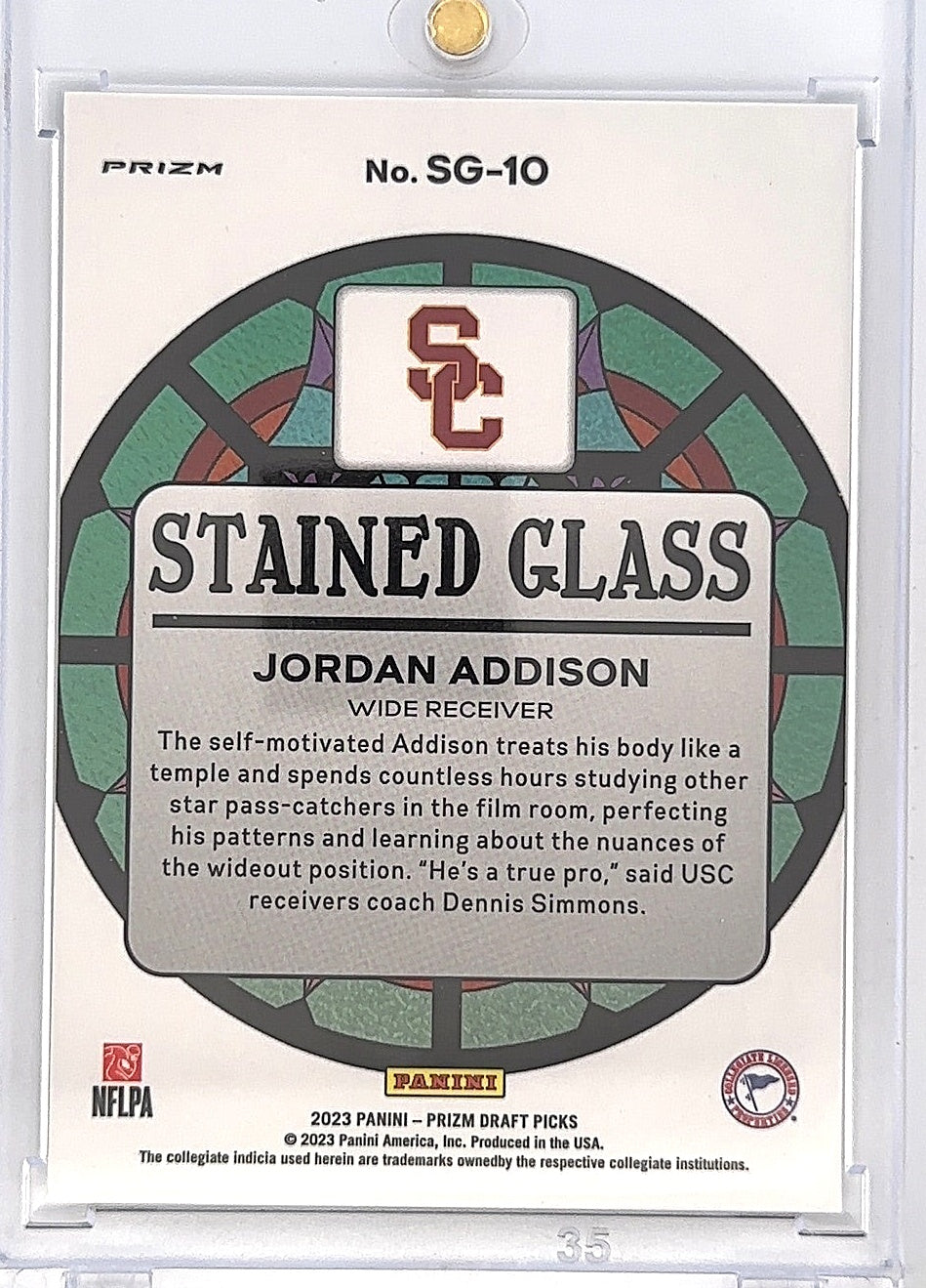 2023 Panini Prizm Draft Picks Stained Glass Jordan Addison #SG-10 — back